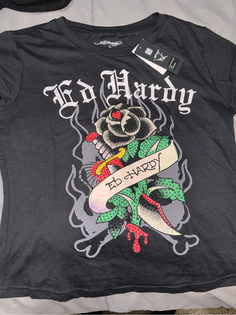 NWT Ed Hardy x Zumiez Bedazzled Shirt - Picture 2 of 10